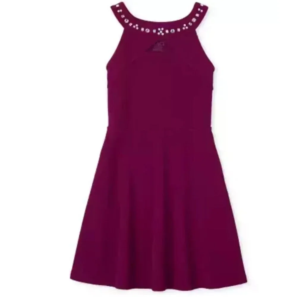 NEW The Childrens Place Jeweled Stretch Jacquard Keyhole Pearl Embellished Dress